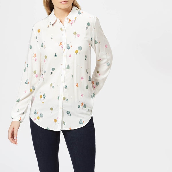 Joules Women's Elvina Soft Woven Printed Blouse - Cream Woodland