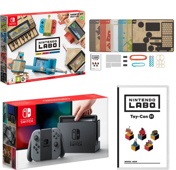Nintendo Switch Console With Grey Joy-Con & Labo Toy-Con 01: Variety Kit