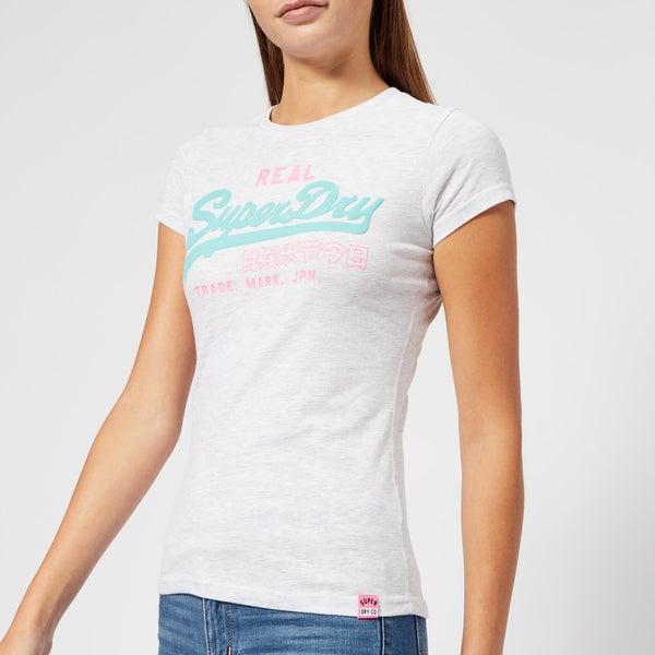 Superdry Women's Vintage Logo Duo Entry T-Shirt - Heather Blaze Grey