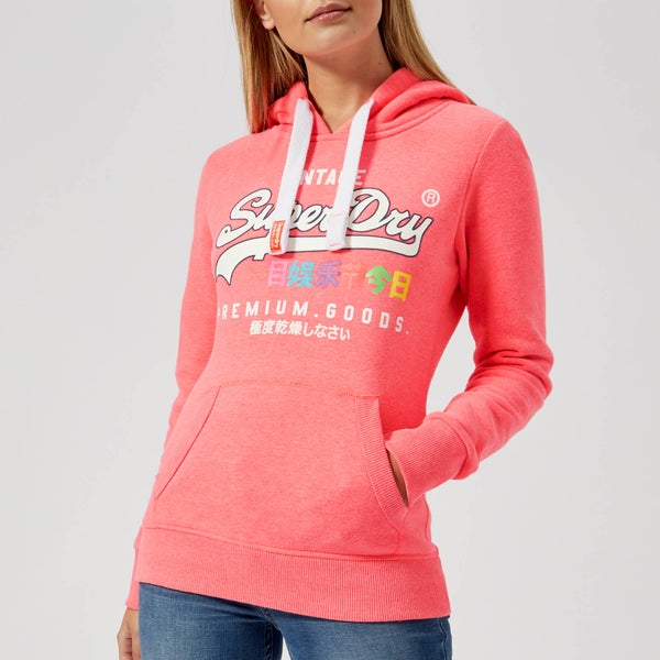 Superdry Women's Vintage Logo Tropical Entry Hoody - Flaming Coral Marl