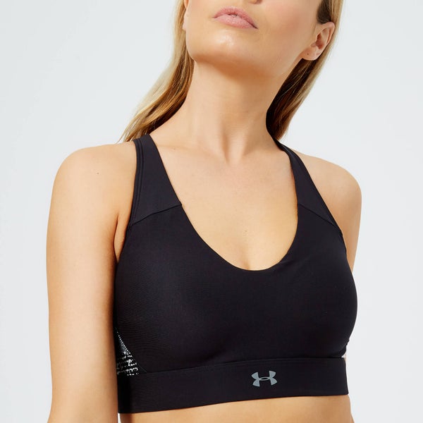 Under Armour Women's Vanish Panel Print Sports Bra - Black/Radio Red