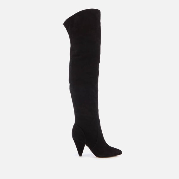 Kurt Geiger London Women's Violet Suede Thigh High Heeled Boots - Black