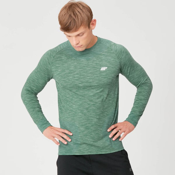 Performance marškinėliai ilgomis rankovėmis - Tamsiai žalio mergelio spalva - XS