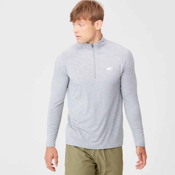 Performance ¼ Zip T-shirt - Grey Marl - XS
