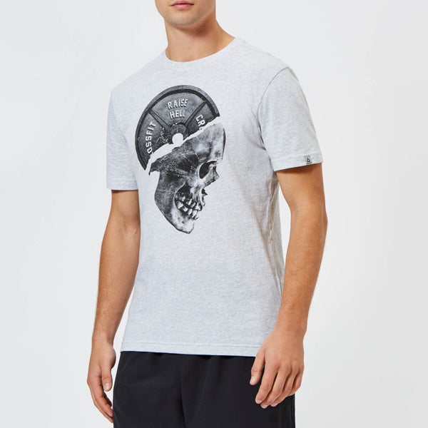 Reebok Men's Cross Fit Pleated Skull Short Sleeve T-Shirt - Grey