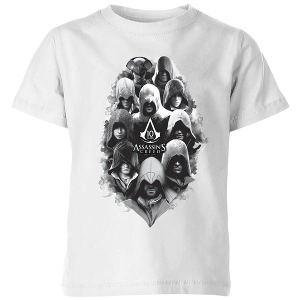 Assassin's Creed Greyscale Hooded Faces Kids' T-Shirt - White