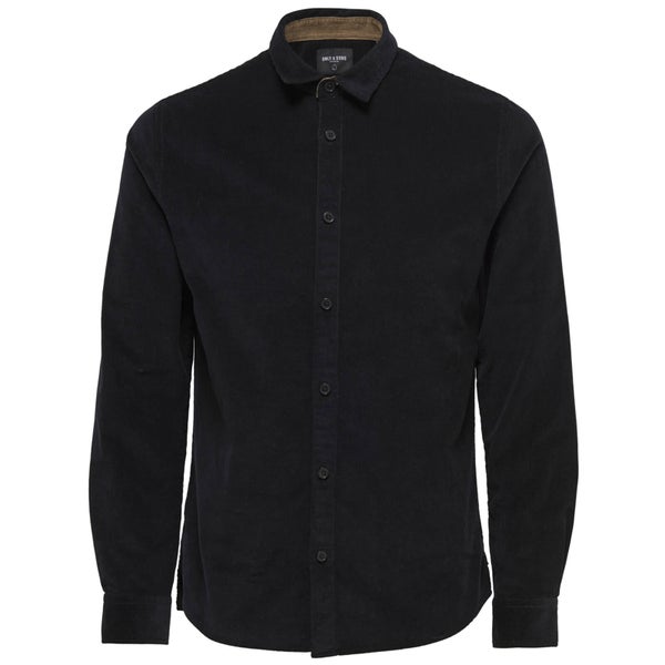 Only & Sons Men's Marshall Long Sleeve Corduroy Shirt - Black