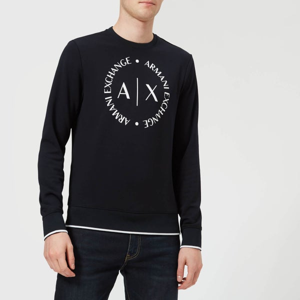 Armani Exchange Men's Round Logo Sweatshirt - Navy