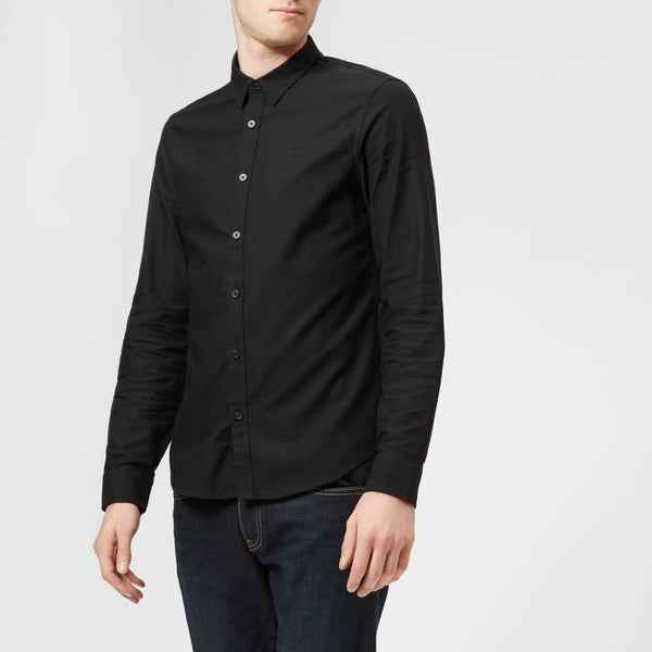 Armani Exchange Men's Slim Textured Long Sleeve Shirt - Black