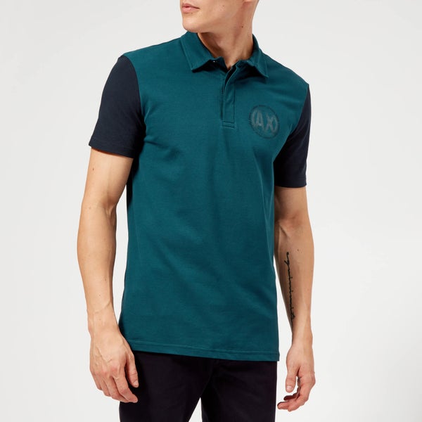 Armani Exchange Men's Contrast Sleeve Polo Shirt - Teal