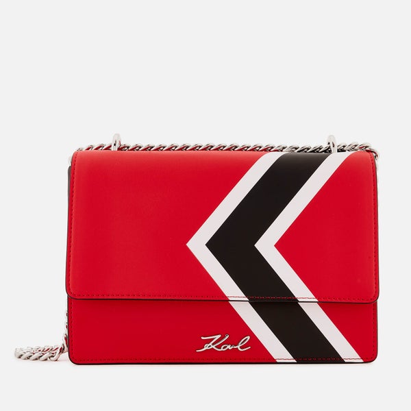 Karl Lagerfeld Women's K/Stripes Shoulder Bag - Red