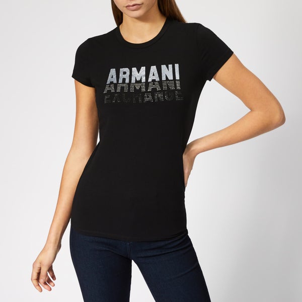 Armani Exchange Women's Logo Sequin T-Shirt - Black