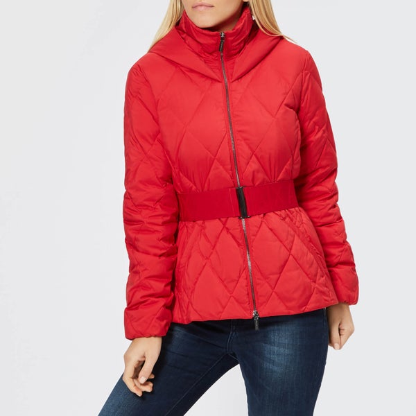Armani Exchange Women's Short Quilted Hooded Coat - Bloody Mary