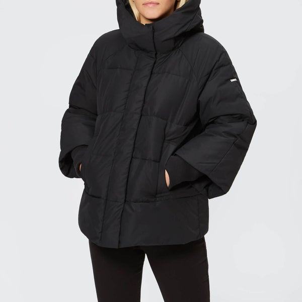 Armani Exchange Women's Hooded Coat with Ribbed Sleeves - Black