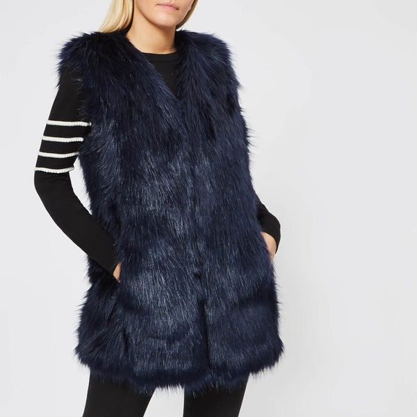 Armani Exchange Women's Sleeveless Fur Gilet - Blue Angel