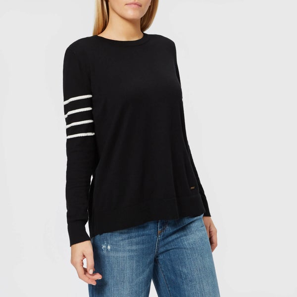 Armani Exchange Women's Pullover Jumper with Stripes on Sleeve - Black/Stripe Martini