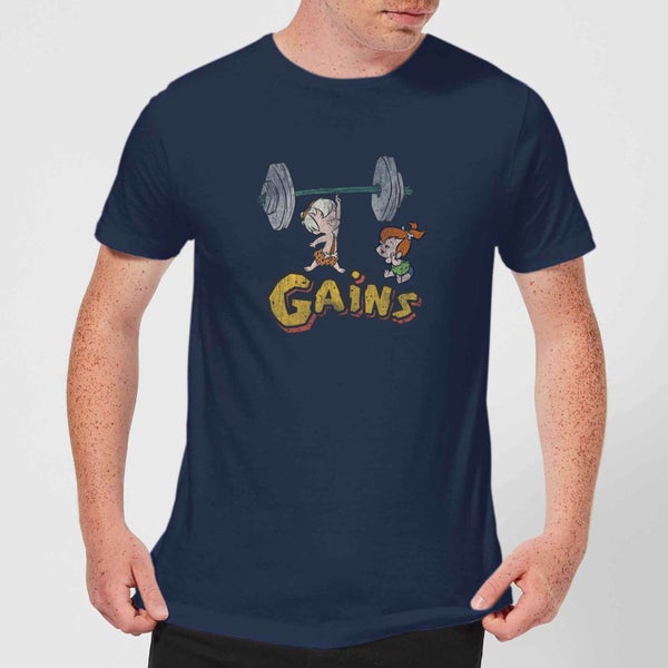 The Flintstones Distressed Bam Bam Gains Men's T-Shirt - Navy