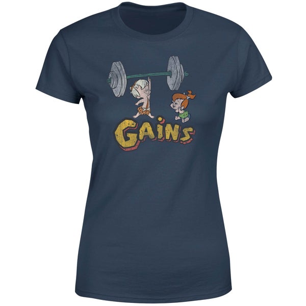 The Flintstones Distressed Bam Bam Gains Women's T-Shirt - Navy