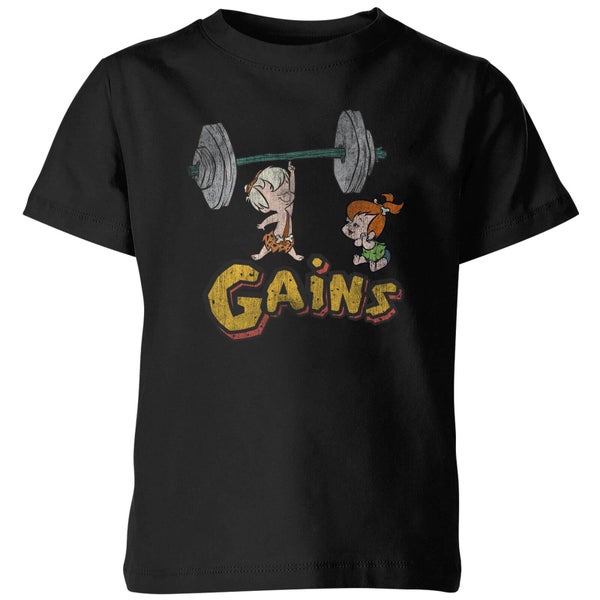 The Flintstones Bamm-Bamm Gains Distressed Kinder T-shirt - Zwart