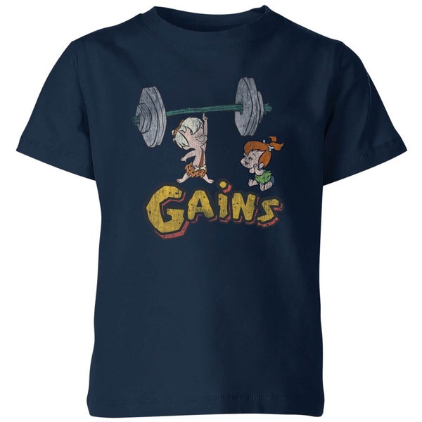 The Flintstones Distressed Bam Bam Gains Kids' T-Shirt - Navy