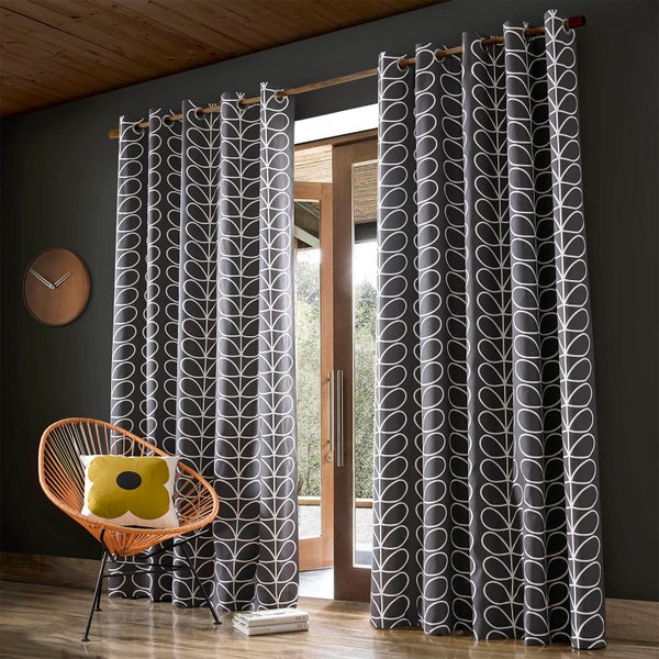 Orla Kiely Linear Stem Curtains - Charcoal