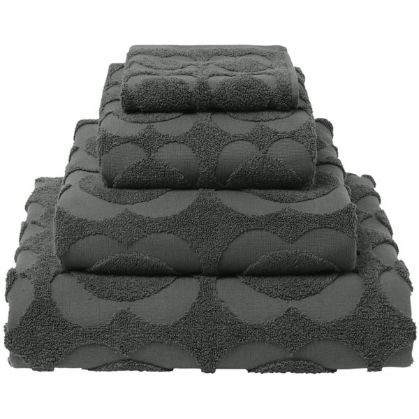 Orla Kiely Spot Sculpted Flower Towels - Charcoal (Pack of 2)