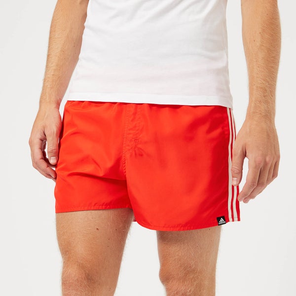 adidas Men's 3 Stripe Swim VSL Shorts - Hi Res Red