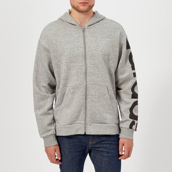 adidas Men's Sleeve Logo Full Zip Hoody - Medium Grey Heather