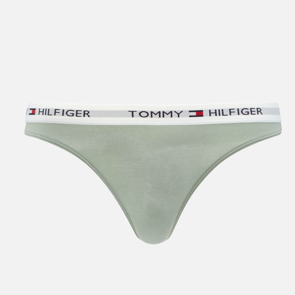 Tommy Hilfiger Women's Thong with Logo Waistband - Green