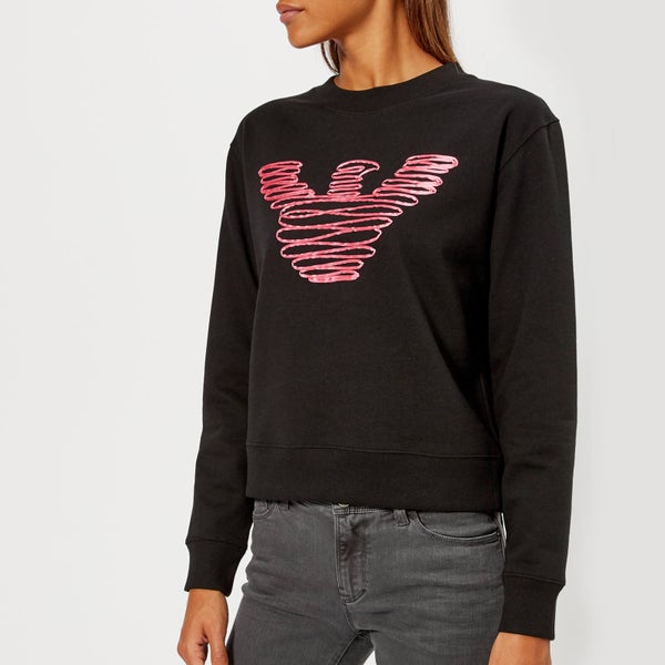 Emporio Armani Women's Pink Eagle Sweatshirt - Black