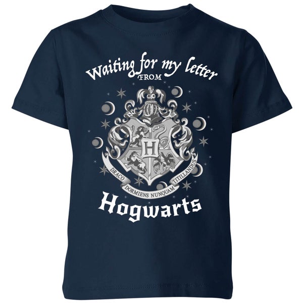 T-Shirt Enfant J'attends Ma Lettre de Poudlard - Harry Potter - Bleu Marine