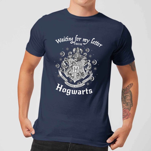 T-Shirt Homme J'attends Ma Lettre de Poudlard - Harry Potter - Bleu Marine