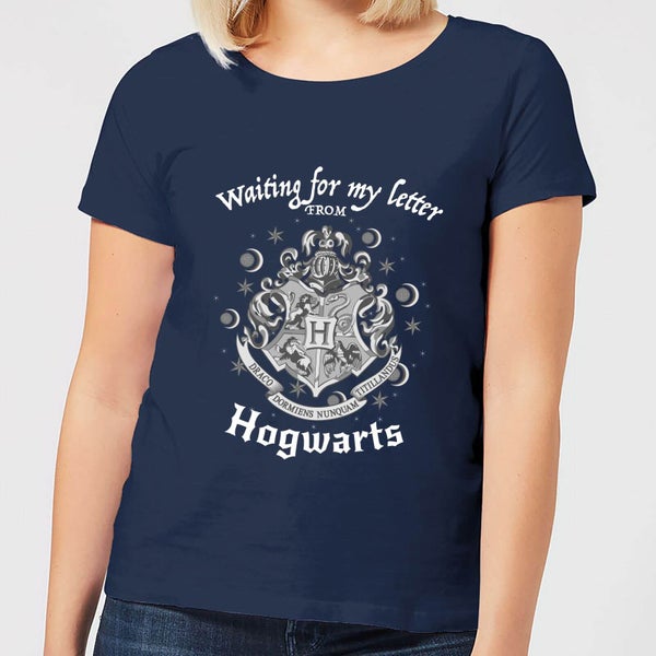 T-Shirt Femme J'attends Ma Lettre de Poudlard - Harry Potter - Bleu Marine