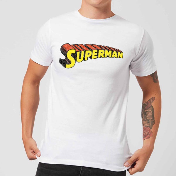 DC Superman Telescopic Crackle Logo Men's T-Shirt - White