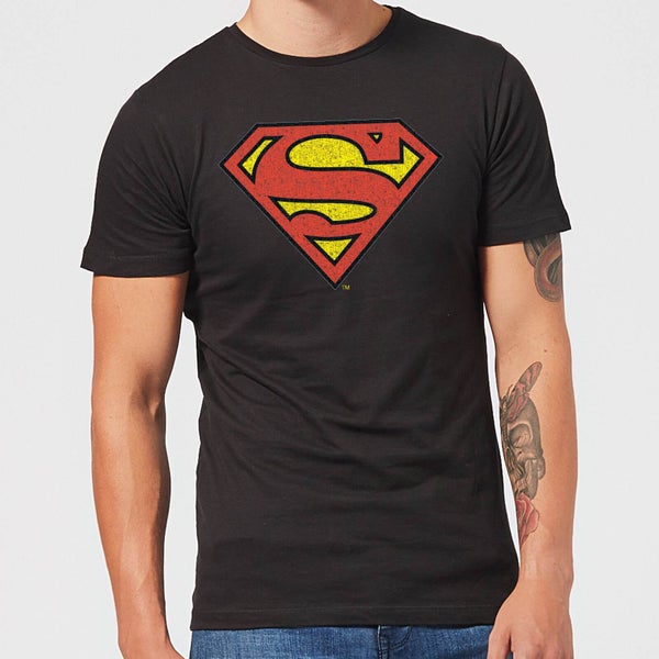 T-Shirt Homme Logo Superman Craquelé DC Comics - Noir