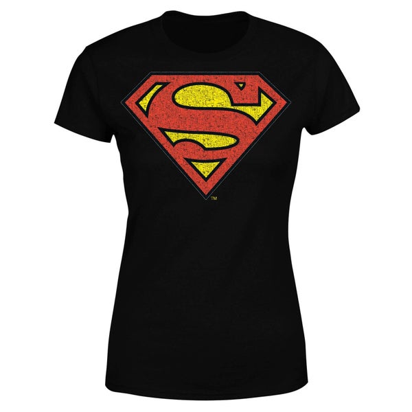 DC Originals Official Superman Crackle Logo Dames T-shirt - Zwart