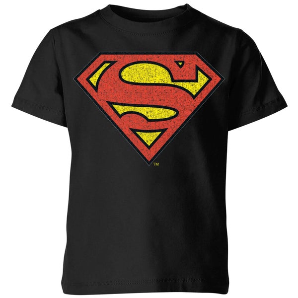 T-Shirt Enfant Logo Superman Craquelé DC Originals - Noir
