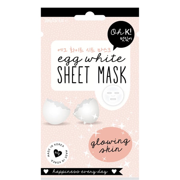 Oh K! Egg White Sheet Mask rozświetlająco-wygładzająca maseczka do twarzy 23 ml