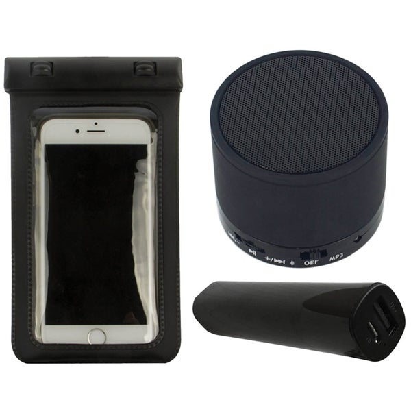 iCandy Essentials Festival Bundle (Bluetooth Speaker, 2500mAh Powerbank and Waterproof Phone Pouch) - Black