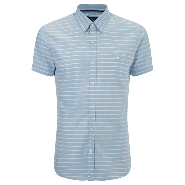 Threadbare Men's Mitts Short Sleeve Shirt - Navy/White Stripe