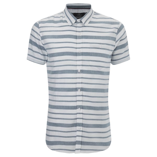 Threadbare Men's Mitts Short Sleeve Shirt - Light Blue/White Stripe