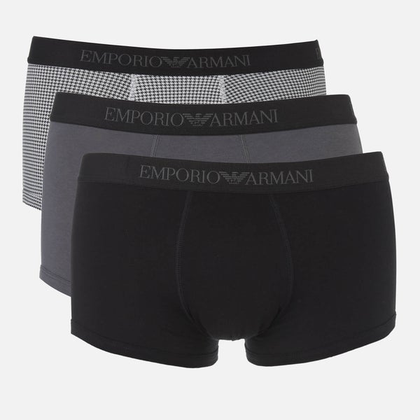 Emporio Armani Men's 3 Pack Boxer Shorts - Grey/Black