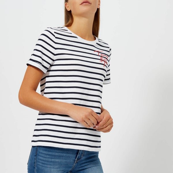 Tommy Hilfiger Women's Erin Round Neck T-Shirt - Navy/White stripe