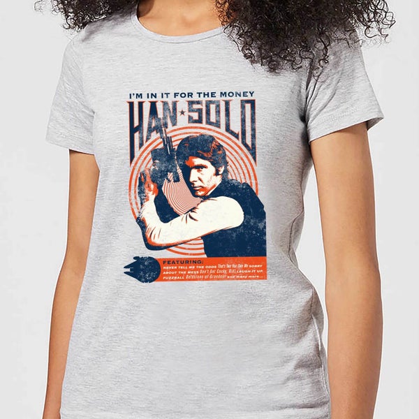 T-Shirt Femme Han Solo Star Wars Affiche Rétro - Gris