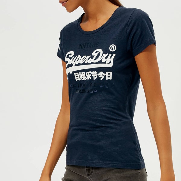 Superdry Women's Premium Goods Duo Entry T-Shirt - Celestial Navy Lurex