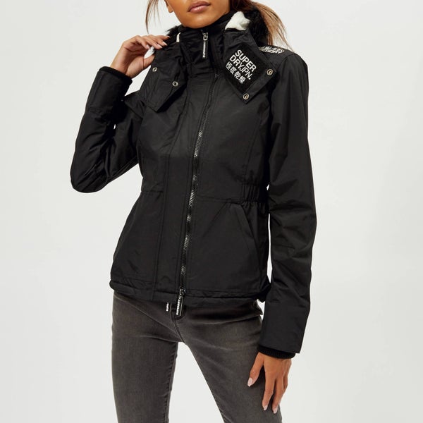 Superdry Women's Hood Fur Sherpa Wind Attacker - Black/Ecru