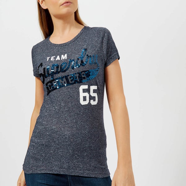 Superdry Women's Team Comets Sequin Entry T-Shirt - Florence Navy Grindle