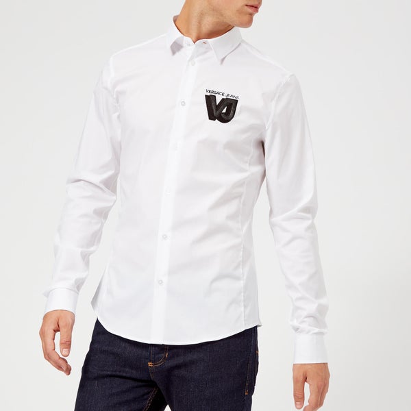 Versace Jeans Men's Logo Long Sleeve Shirt - White