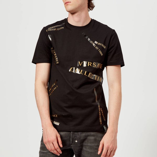 Versace Collection Men's Tape Detail T-Shirt - Black