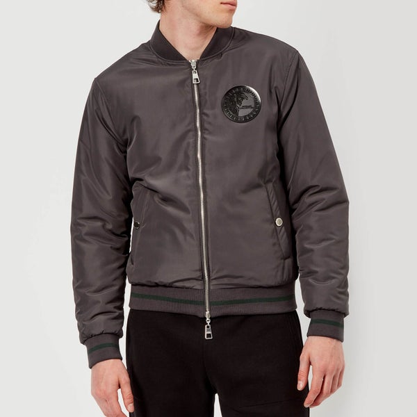 Versace Collection Men's Chest Logo Bomber Jacket - Grey